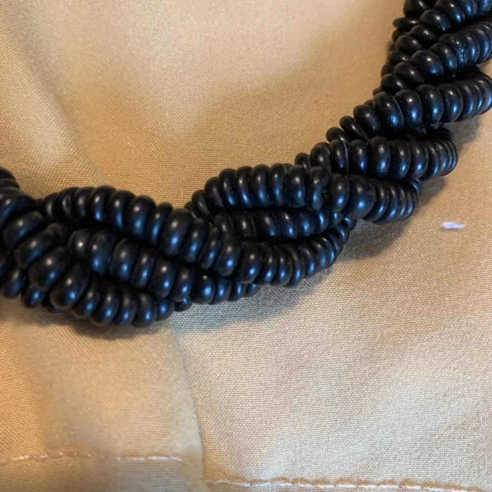Vintage wooden bead multi strand necklace